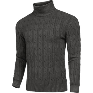 High Quality Wholesale Men's Crewneck Casual <b>Knit</b> Sweaters Solid Color Breathable Man Polyester Sweater - Product Image 3