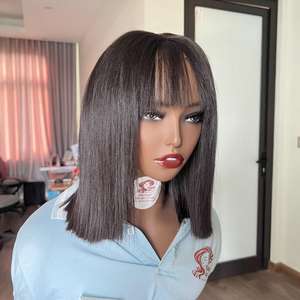 ที่มีคุณภาพสูงตรงวิกผมผมมนุษย์สีธรรมชาติบ๊อบวิกผมมนุษย์ปิดลูกไม้วิกผมมนุษย์บ๊อบวิกผมสําหรับผู้หญิง - Product Image 2