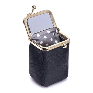Étui à rouge à lèvres en cuir Ando avec miroir, mini pochette à maquillage à fermeture à pression, organiseur cosmétique portable - Product Image 5