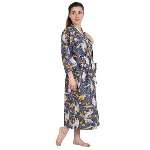 Boho Style Floral Kimono Pure Cotton Bathrobe with <b>Cardigan</b> Design Fashionable <b>Spring</b> and Summer Robe De Chambre - Product Image 4