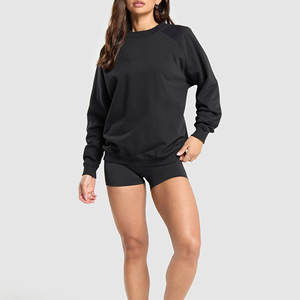 OEM personalizado de gran tamaño de las mujeres sudadera liso de algodón poliéster cuello redondo Jumper ajuste relajado ropa deportiva informal al por mayor - Product Image 4