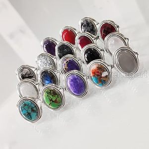 Bague pour femme en argent sterling 925, pierres précieuses naturelles améthyste, labradorite, cuivre, turquoise, onyx, rutile, grenat, bijoux faits à la main - Product Image 5