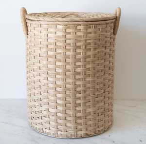 Paniers de rangement en rotin rond durable avec poignées polyvalents pour la lessive, les vêtements et la décoration tissés à la main - Product Image 3
