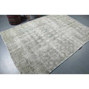 Tapis en Laine Moderne Blanc Vert 5.7X8 pieds Motif Tabriz Vintage Turc pour Entrée Chevet Couloir Rectangulaire Grande Taille Latex - Product Image 2