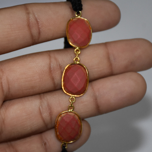 wholesale natural semi-precious <b>Gemstone</b> beads healing <b>bracelet</b>. coral bezel Connector <b>gemstone</b> <b>bracelet</b>, handmade <b>bracelet</b> - Product Image 1