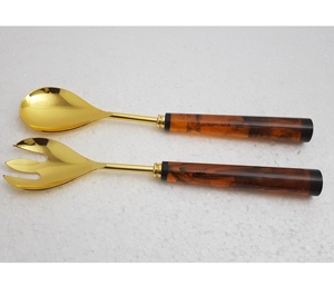 Juego de servidor de ensalada de alta calidad, tenedor multifuncional con mango de resina con cuchara, cubiertos para servir ensaladas de frutas, precio al por mayor - Product Image 3