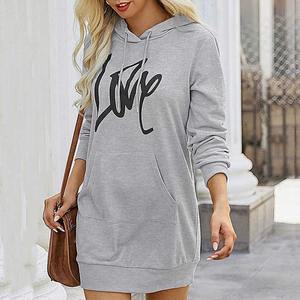 ชุดเดรสมีฮู้ดลำลองสำหรับผู้หญิงชุดเดรสมีฮู้ดลำลองพิมพ์โลโก้ได้ตามต้องการแขนยาวเต็มตัว - Product Image 1