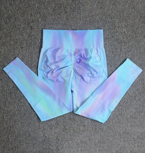 Sin costuras de cintura alta Push up Butt Lift deportes Yoga Leggings Aurora entrenamiento se siente como la piel medias transpirables Fitness gimnasio Pantalones - Product Image 5