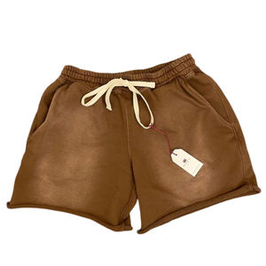 Shorts de survêtement vintage pour homme, taille haute, respirants, imprimés en relief, effet délavé soleil, motif uni, style streetwear d'été - Product Image 1