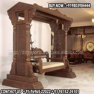 Maharaja DST EXPORTS Teak Wood Carved Modern Day <b>Bed</b> Swing Jhula Indoor Living Area <b>Antique</b> Finish USA Sale Trending 2026 - Product Image 2
