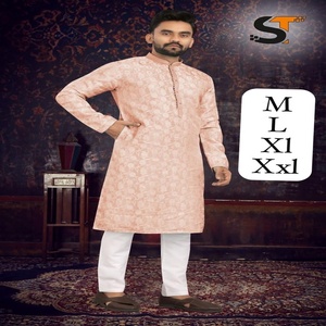 Jacquard de port occasionnel avec cravate Pintex Work Kurta Pajama World Wide Exportateur et fournisseur de Surat au taux le plus bas - Product Image 1