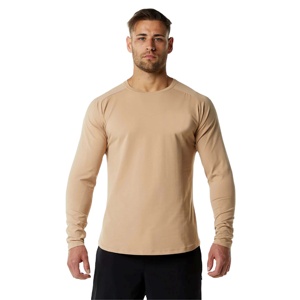 T-shirts personnalisés à manches courtes respirants 100% coton Fitness manches longues musculation musculaire anti-rides pour hommes - Product Image 1