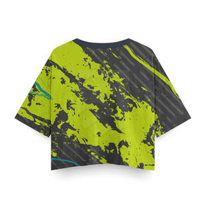 Crop top femme décontracté à manches trois quarts, coupe ample, imprimé intégral, respirant, séchage rapide, éco-responsable, streetwear personnalisé, haute qualité - Product Image 2