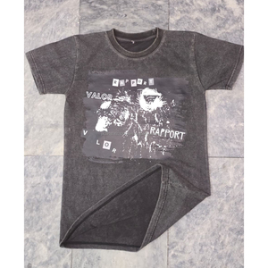T-shirt unisexe personnalisé tendance, coupe oversize, en polyester/coton, avec motif délavé à l'acide, style vintage, décontracté pour l'été, très vendu - Product Image 1