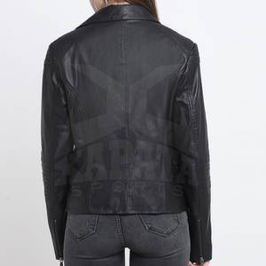 Veste en cuir véritable pour femmes de couleur unie avec col rabattu Caractéristique respirante pour l'hiver - Product Image 2