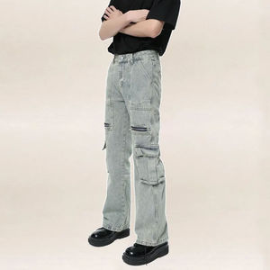 Low Price Streetwear Stack Denim <b>Pants</b> Cotton Baggy Stacked Jeans Men Long Straight <b>Pants</b> Washed Wide Leg <b>Trousers</b> for Man - Product Image 2
