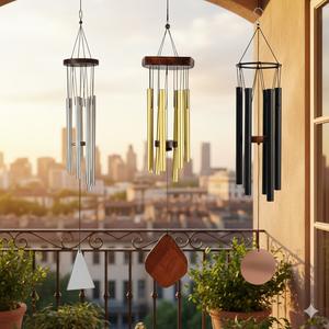 Wholesale 9-Tube Aluminium Wind Chimes with UV Printed Meditation Metal Tubes and Big Glass Crystal <b>Prism</b> Amazing Grace Breeze - Product Image 2