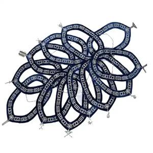 Ensemble de 6 colliers de regalia maçonniques avec bijoux, pour officiers de Loge Bleue, en tissu personnalisé 3D - Product Image 4