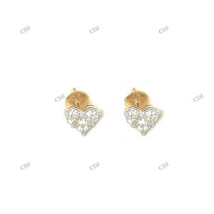 Pendientes de tuerca de moissanita en forma de corazón de tres piedras, Pendientes chapados en oro amarillo, regalo de compromiso para mujer a precio mayorista - Product Image 2