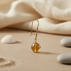 Boucles d'oreilles pendantes en or plaqué avec pierres précieuses pour femmes - Product Image 1
