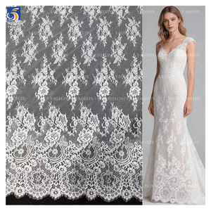 YX1270 Britanya'da Popüler Lüks Düşes Beyaz Düğün Dantel Kumaşı Dokuma Kirpik Dantel Kumaş Gelin İçin Çiçekler - Product Image 1