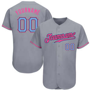 2024 nueva colección personalizada sublimación ropa de béisbol para hombres botón abajo béisbol Jersey color gris para la venta - Product Image 5