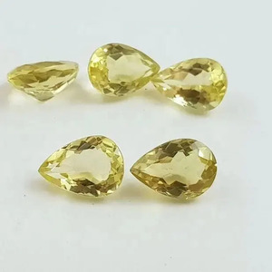 Quartz citron naturel 6mm x 9mm pierre de poire à facettes qualité AAA bijoux faits à la main prêt à expédier pierres précieuses polies en vrac à vendre - Product Image 1