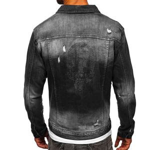Chaquetas vaqueras para hombre hechas de algodón con estilo callejero y logotipo de marca de alta calidad con un diseño asequible - Product Image 2