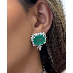 14k <b>Gold</b> Heart Stud <b>Earrings</b> with Diamond Halo-Rhodium Plated Trendy Engagement Jewelry - Product Image 5