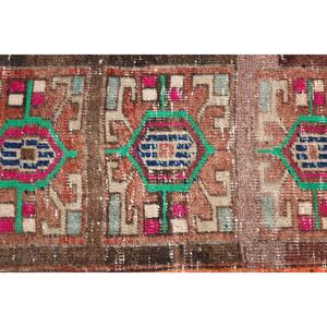 Tapis vintage 1,3 x 2,5 pieds, petit tapis turc, tapis persan en laine orange - Product Image 5