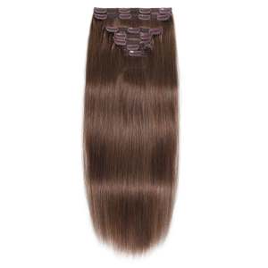 Extensiones de Cabello con Clip de 24 Pulgadas, Lisas # 4 Marrón Castaño - Product Image 3