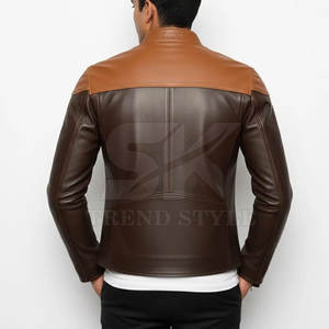 Veste en cuir à couleur unie, à effet dégradé, durable, de haute qualité, tendance, design élégant, vêtement d'extérieur moderne et urbain - Product Image 4