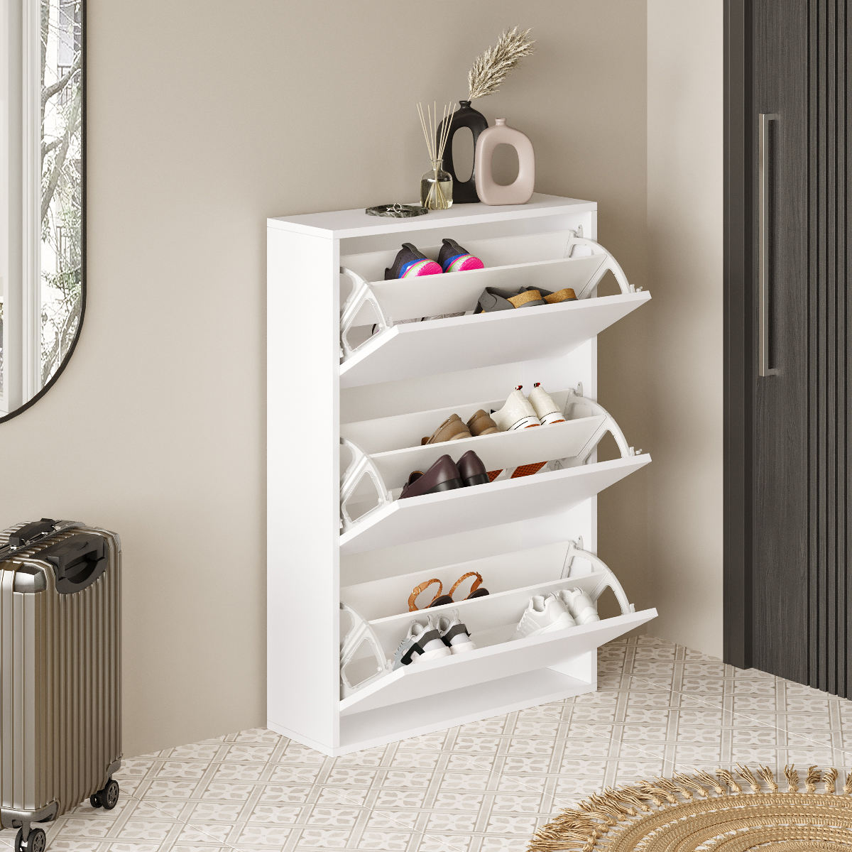 Covered Wooden Shoe Racks Stylish Storage Solutions