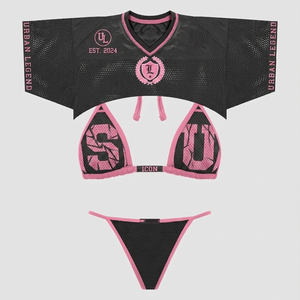 Premium 220 GSM nylon spandex <b>bikini</b> <b>set</b> brown tie side triangle top custom heat transfer logo Women <b>Bikini</b> <b>Set</b> - Product Image 3
