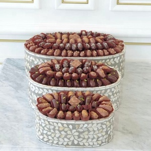 Holiday Products Mother of Pearl Oval Stand - Dark Grey Mother of Pearl Trays for <b>Chocolate</b> Ramadan Eid for Arabian - Product Image 2