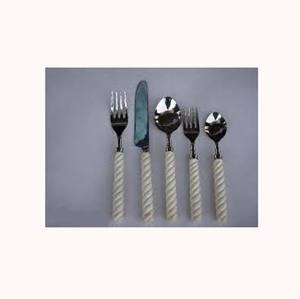 Juego de vajilla de acero inoxidable pulido espejo plateado con mango de hueso de diseñador juego de cubiertos elegante de epoxi - Product Image 1