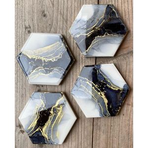 Ensemble de 4 sous-verres en résine personnalisés pour cadeaux de pendaison de crémaillère pour restaurants et hôtels plats tasses à thé - Product Image 3