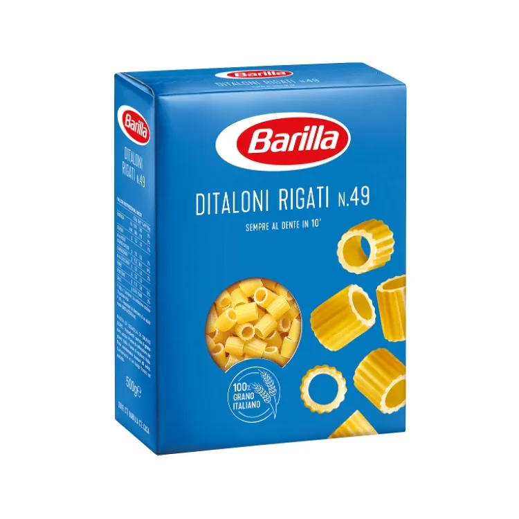 Superb Taste Italian Grain Durum Wheat Semolina Striped Ditaloni Barilla Pasta 500g