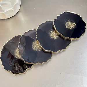 Posavasos cuadrados de madera hechos a mano, posavasos modernos, diseño de remolino inspirado en el océano, alfombrillas duraderas para bebidas para el hogar, mesa de centro, juegos de regalo de cocina - Product Image 4