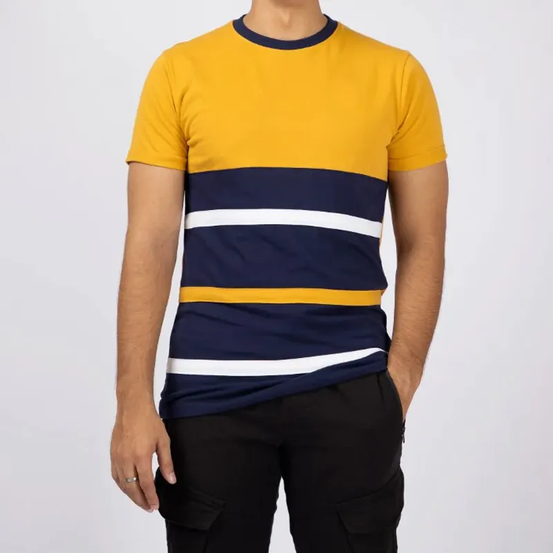 Warna Mustard dan 2 Warna Kontras Lainnya Biru Dongker dan Warna Putih Kombinasi Pada Kaus Mustard Adalah Kaus Kontras Terbaik