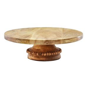 Pedestal de exhibición de pastel de madera con mango hecho a mano de 1 nivel, soporte para servir pasteles para el hogar, restaurantes, uso en fiestas - Product Image 1