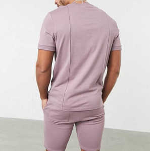 Top qualité hommes été court sport costume mode à manches courtes hommes t-shirt et short ensemble pour hommes personnalisé couleur unie - Product Image 5