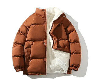 Chaqueta acolchada con cuello levantado para hombre, cortavientos de invierno acolchado con burbujas negras decoradas con bordado, novedad de 2025 - Product Image 2