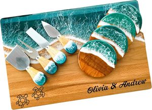 Ensemble de sous-verres en résine artistique, motif de modèle peint à la main, forme personnalisable, Rani Industries, décoration tendance, Saint-Valentin - Product Image 6