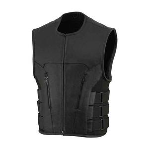 เสื้อกั๊กหนังมอเตอร์ไซด์สำหรับผู้ชายเสื้อหนังสำหรับนักขี่มอเตอร์ไซค์เสื้อหนังสีดำสำหรับผู้ชายปรับแต่งได้สำหรับฤดูหนาว - Product Image 1