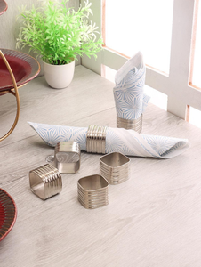 New <b>silver</b> square aluminium <b>napkin</b> ring customized home dining table decor wedding party dinner table decoration bulk quantity - Product Image 2