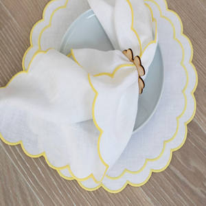 100% Cotton Dinner Best Sale Resort Hotel Tablemats Reusable High Quality Embroidered Double Border Machine Washable <b>Placemats</b> - Product Image 3