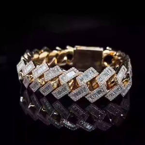 Ice VS1 Moissanite 12 Carat White Gold Trendy Hip Hop Style Cuban Link <b>Bracelet</b> Rhodium Plated Party Unisex 925 Sterling Silver - Product Image 5
