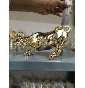 Figurine de Taureau Poli en Métal Plaqué Argent Antique 3D, Décoration de Maison de Ferme Rustique, Art de Collection, Étagère de Table, Présentoir - Product Image 4