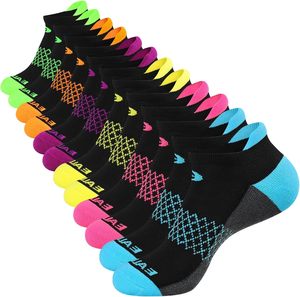 Chaussettes de cheville de course athlétique pour femmes 6 paires avec semelle rembourrée et onglet 97% Polyester 3% Spandex Chaussettes de sport - Product Image 1